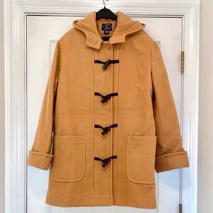Wool Blend Toggle Duffle Coat in Camel
